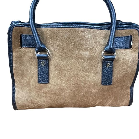 Michael Kors Hamilton Center Stripe East West Satchel Color Block Suede Lock Key - Picture 3 of 12